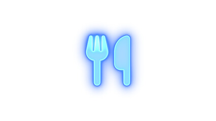 Utensils icon blue color glowing neon on black background