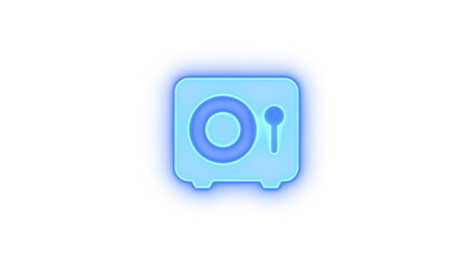Vault icon blue color glowing neon on black background