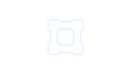 Vector square icon white color glowing neon on black background