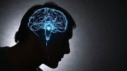 Obraz premium A creative mind with a glowing idea light bulb inside, symbolizing innovation.