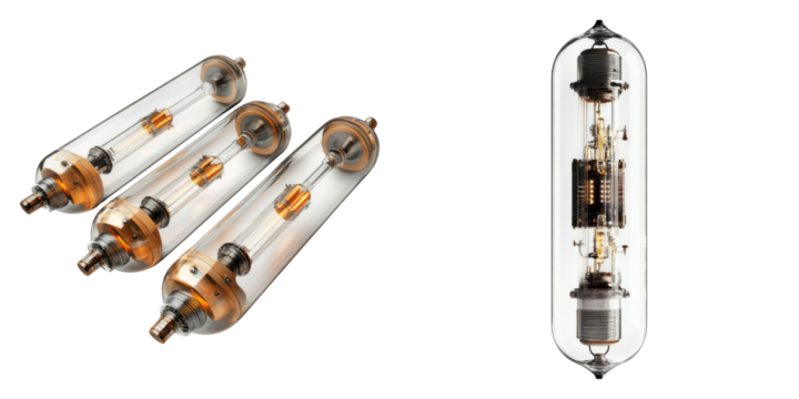 Vacuum tubes isolated on transparent background, PNG, Set of