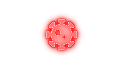 Virus covid icon red color glowing neon on black background