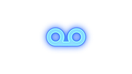 Voicemail icon blue color glowing neon on black background