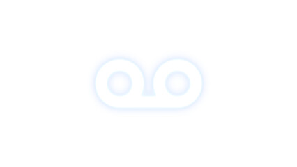 Voicemail icon white color glowing neon on black background