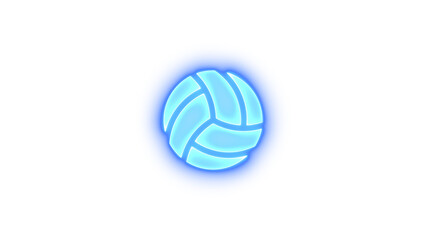 Volleyball icon blue color glowing neon on black background