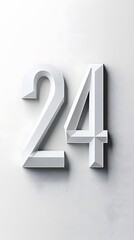 24. The number 24 in a modern, geometric design on a white background, clear and clean