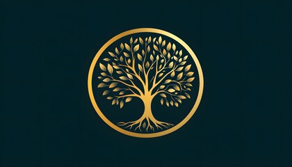 Golden Tree of Life Encircled in Oval Frame
