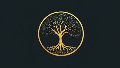Golden Tree of Life Encircled in Oval Frame