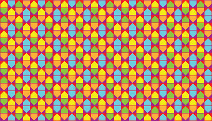 Seamless geometric pattern is bold and energetic. brightly colored patterns and a dynamic arrangement of shapes provide a strong visual impact