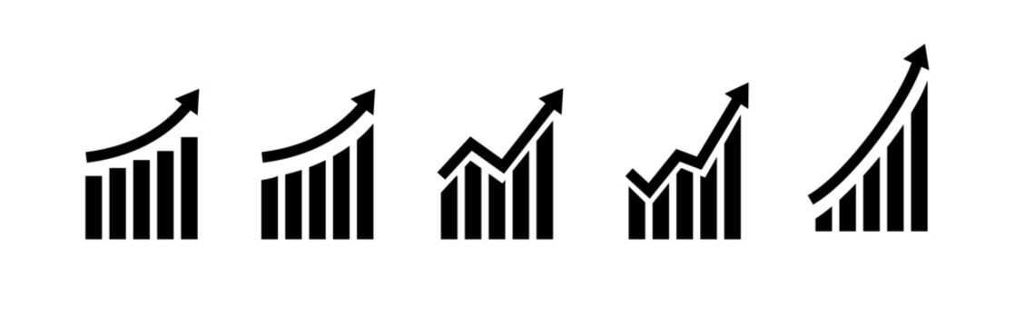 Growth vector icon. Graph or diagram with arrow going up and down. Vector