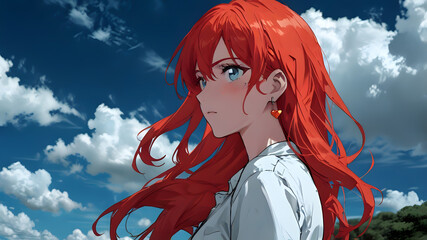 Determined Young Woman Against the Sky