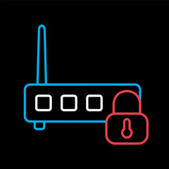 WIFI modem with lock icon. Private wifi network