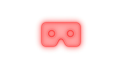 Vr cardboard icon red color glowing neon on black background