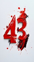 43. Number 43, in an abstract, artistic style, placed on a white background
