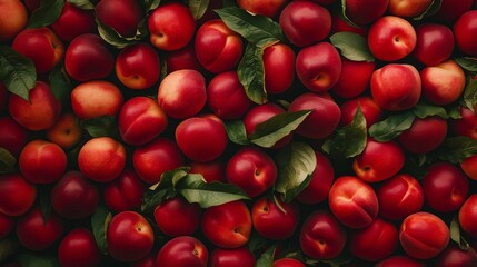 Fresh peaches are ready to be picked.