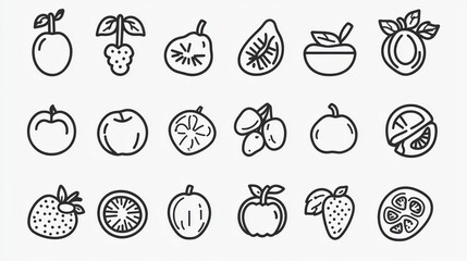 Get line icons for fruits like apples, strawberries, watermelons, and more. These vector stroke icons can be resized to 128px and edited to fit your needs.