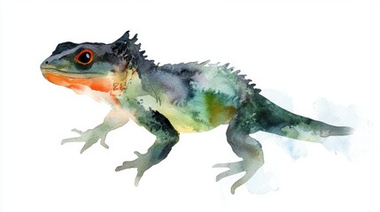 Watercolor art of lizard with vibrant colors and unique texture