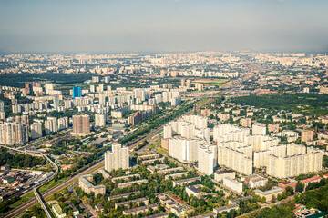 Fototapeta premium A bird's-eye view of the urban landscape of Moscow residential development