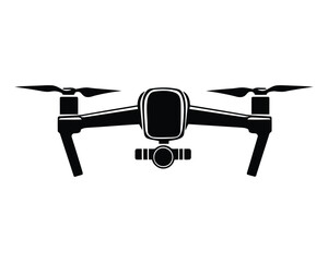 Modern drone camera vector illustration with drone camera icon silhouette