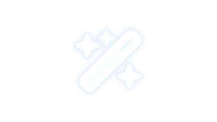 Wand magic sparkles icon white color glowing neon on black background