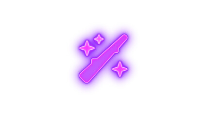 Wand sparkles icon purple color glowing neon on black background