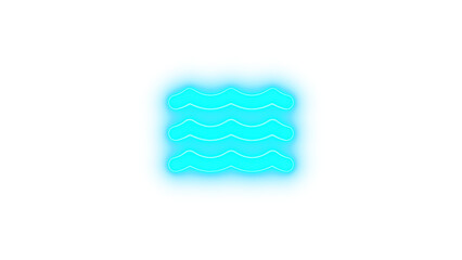 Water icon cyan color glowing neon on black background