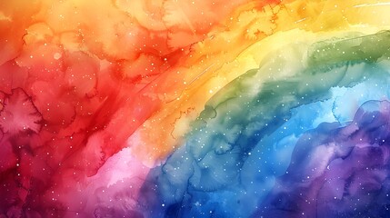 Fototapeta premium Serene Rainbow A Watercolor Painting Radiating Soft Hues and Delicate Brushstrokes