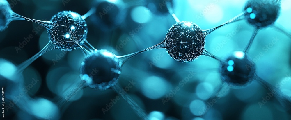Aufkleber abstract microscopic network of interconnected spheres.