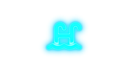 Water ladder icon cyan color glowing neon on black background