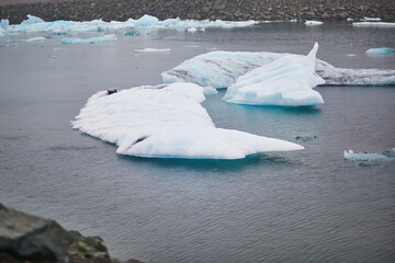 Floating ice in Jokulsarlon glacier lagoon in Southern Iceland.