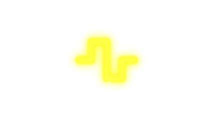 Wave square icon yellow color glowing neon on black background