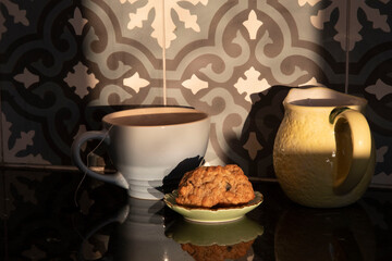 cup of coffee and cookies