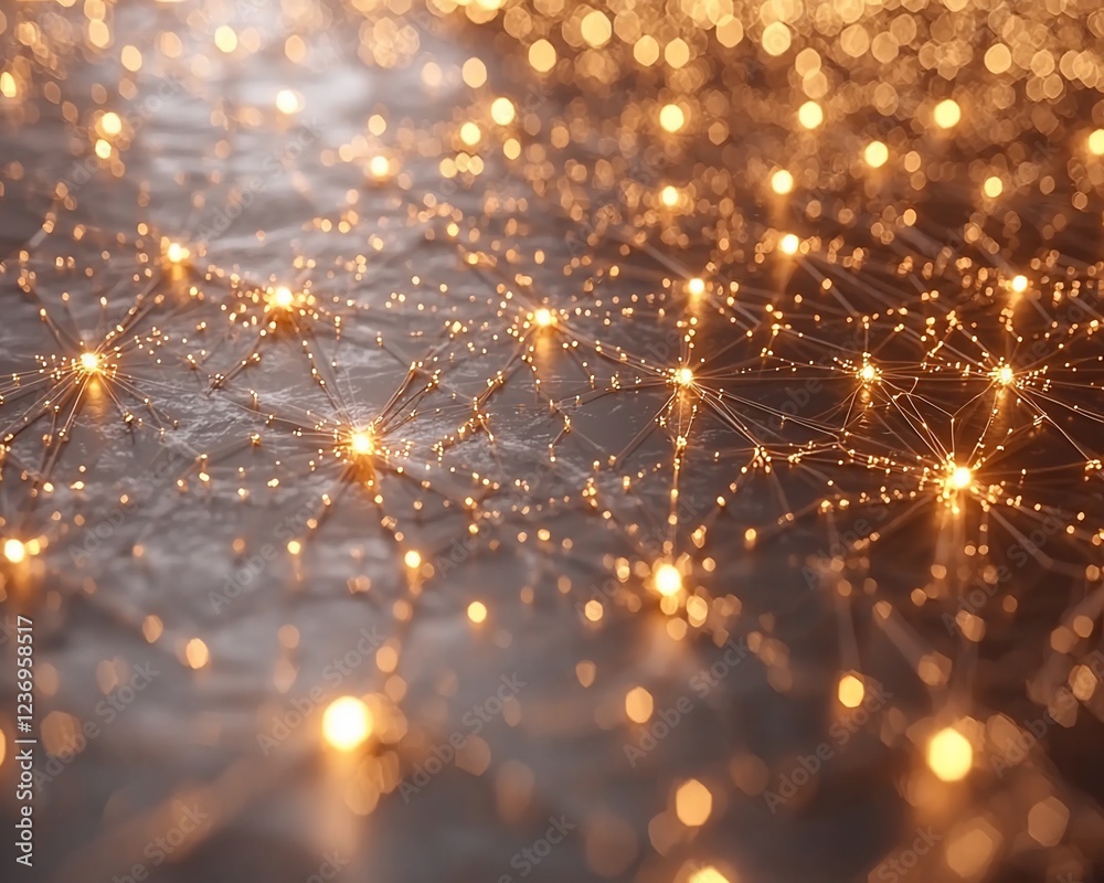 Poster Abstract network connection with glowing nodes.