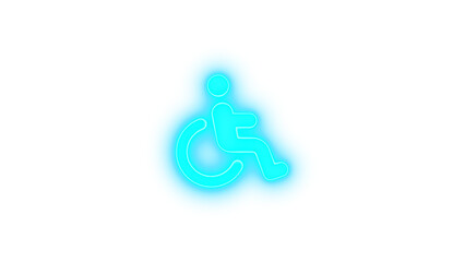 Wheelchair icon cyan color glowing neon on black background