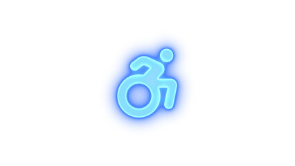 Wheelchair move icon blue color glowing neon on black background