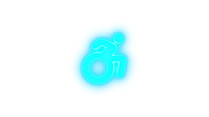 Wheelchair move icon cyan color glowing neon on black background