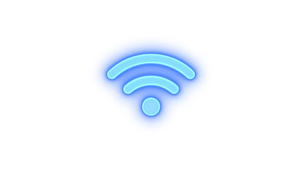 Wifi icon blue color glowing neon on black background