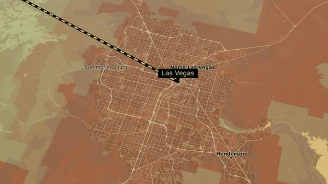 Animated Flight Path from San Francisco to Las Vegas &ndash; Travel and Tourism Map Animation