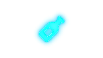 Wine bottle icon cyan color glowing neon on black background