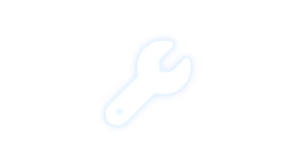 Wrench icon white color glowing neon on transparent background