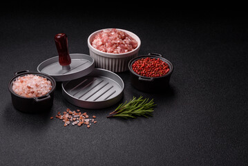 Metal press for making minced meat cutlets for burgers