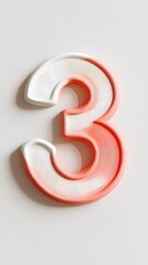 3. The number 3 on a white background, in a soft, rounded design, with ample space around it