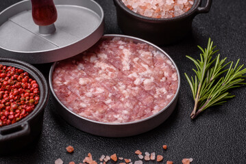 Metal press for making minced meat cutlets for burgers