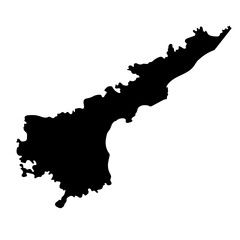 Hand drawn black map of Andhra Pradesh, Indian state. Silhouette, geography. Vector isolated on white background	