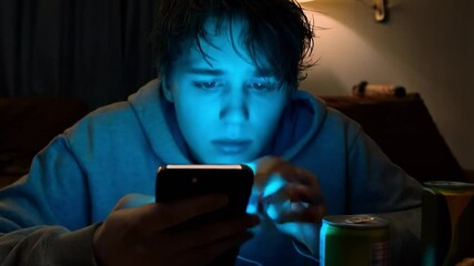 Social Media Addiction. Teenager Consumed by the Screen - Powered by Adobe