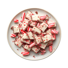 Peppermint Bark with Crushed Candy Cane Pie Isolated on Transparent Background