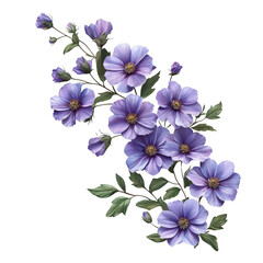 Bunch of purple flowersa isolated on a transparent background
