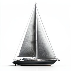 Elegant yacht with modern sail design isolated on white background