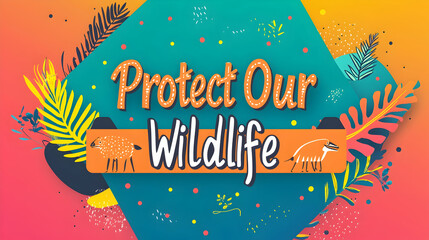 Colorful banner with the message  Protect Our Wildlife