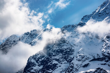 Mountain peaks near Morskie Oko Lake in Poland at Winter. Tatras range © Roxana